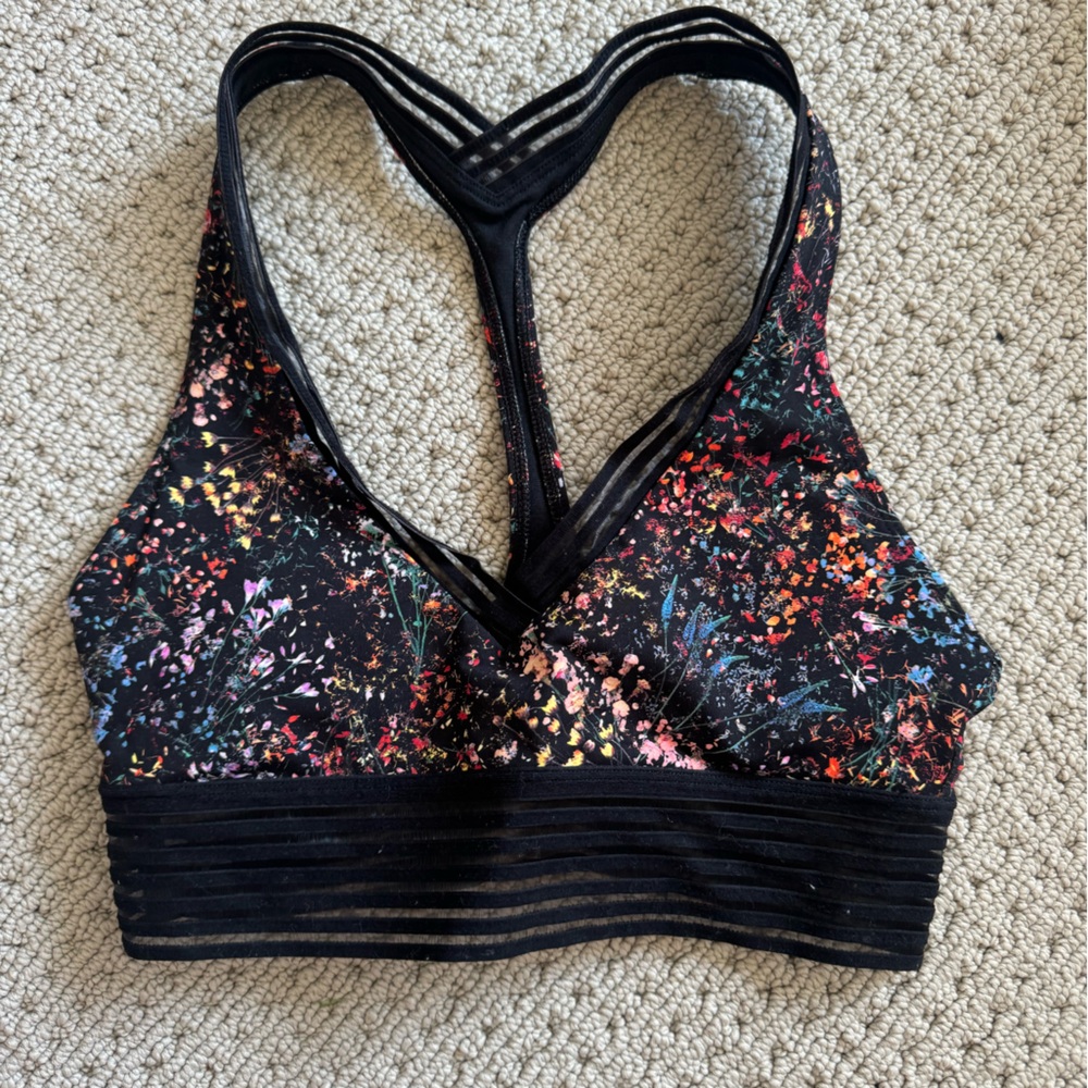 Lululemon black floral sports bra